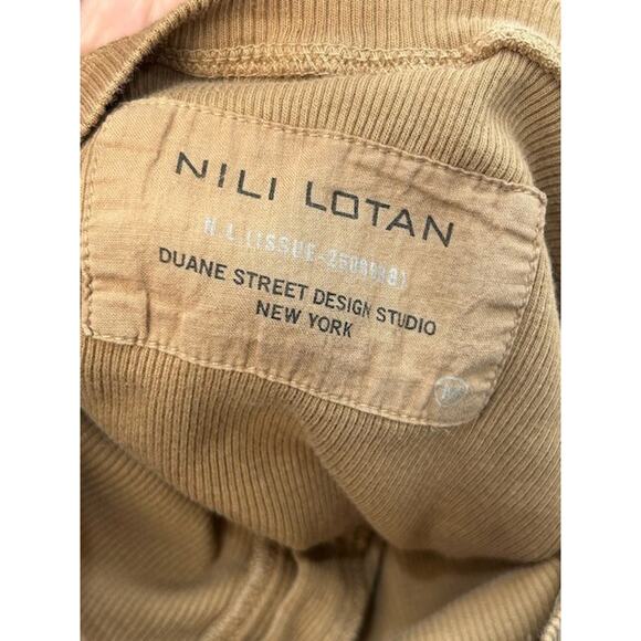 Nili Lotan Womens Henley Long Sleeve T-Shirt Crew Neck Ribbed Knit Brown Size M - Picture 3 of 7